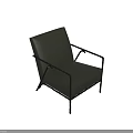 Green Leather Upholstered Single Seater Sofa With Black Metal Frame And Modern Design