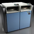 Commercial Equipment With Double Door Blue White Cabinet Transparent Windows Black Frame And Control Panel