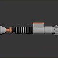 Futuristic Sci-Fi Weapon With Spiral Metal Structure Copper Accents And Glowing Panel