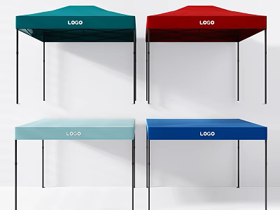 Portable Multi Colored Tents With LOGO In Green Red Light Blue And Blue 3d model