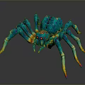 Colorful Fantasy Spider 3D Model With Spiked Legs Red Eyes And Vibrant Reflections