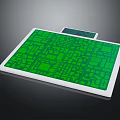Green Printed Circuit Board With White Border And Detailed Circuit Patterns Design 3d model