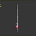 Medieval Decorative Sword With Metal Blade Golden Hilt And Purple Handle