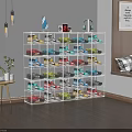 Transparent Multi layer Shoe Rack Organizer With Colorful Shoes In Modern Interior