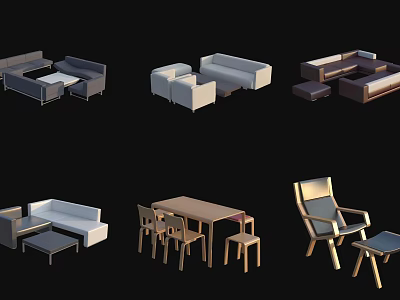 Stylish Sofa Coffee Table Set with Multiple Designs for Modern Living Room Furniture 3d model