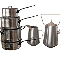 High Quality Stainless Steel Cookware Set With Stackable Pots And Kettle 3d model