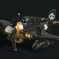 Vintage Style Passenger Plane With Propeller Skull Logo And Black Yellow Color