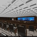 Elegant School Building Lecture Hall with Comfortable Seats Large Screen and Modern Ceiling Design 3d model