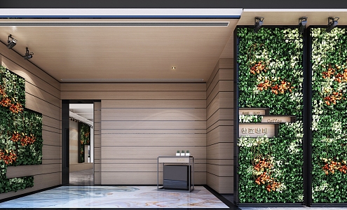 Modern Door Head Restaurant Shop Recruiting External Wall Restaurant Door Head Commercial Space Entrance Landscape Plant Wall Coffee Shop Door Head Catering Reception Entrance 3d model