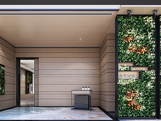 Modern Door Head Restaurant Shop Recruiting External Wall Restaurant Door Head Commercial Space Entrance Landscape Plant Wall Coffee Shop Door Head Catering Reception Entrance 3d model