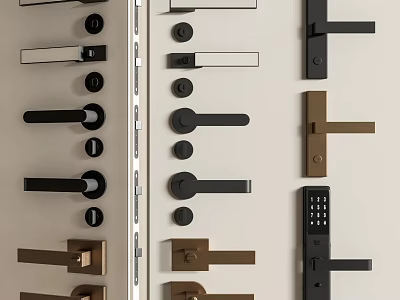 Modern Door Handles With Various Designs And Finishes For Home Interior Decoration 3d model