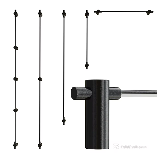 Sleek Black Metal Wall Lamp With Minimalist Linear Design For Indoor Interiors 3d model 