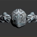 Giant Blue Game Movie Character With Crystal Rock Texture And Hollow Body