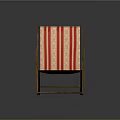 Classic Wooden Frame Deck Chair With Red And White Striped Fabric Design