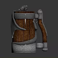 Wooden And Metal Tankard With Snake Shaped Handle And Metal Decorations