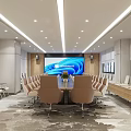 Modern Conference Room Interior Design With Large Screen Long Table And Ergonomic Chairs