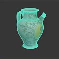 Hand Painted Ceramic Vase With Floral Patterns And Yellow Green Design Accents