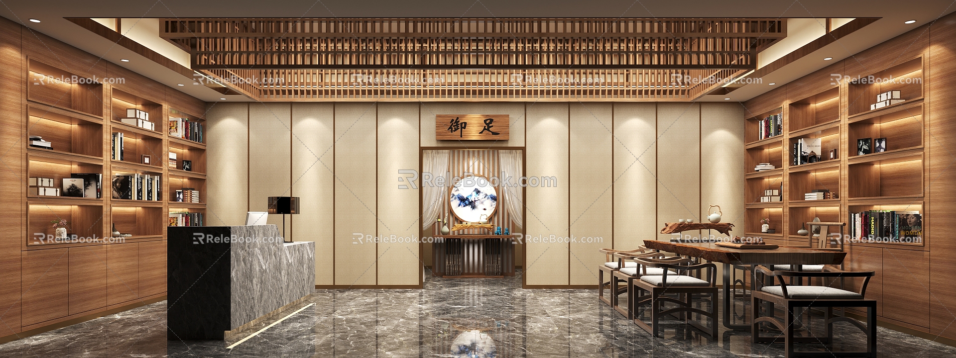 New Chinese Style Hall Foot Therapy Front Hall 3d model