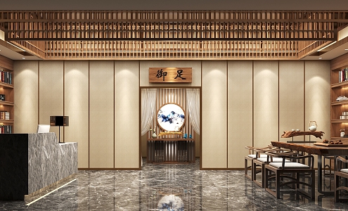 New Chinese Style Hall Foot Therapy Front Hall 3d model