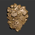 Golden Mythical Mountain 3D Model With Ornate Weapon Decorations And Rocky Textures