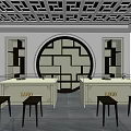 Luxury Store Interior Design With Display Counters Circular Arch And Ceiling Patterns 3d model