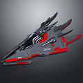 Futuristic Cosmic Spacecraft With Gray And Red Sleek Aerodynamic Design For Space Exploration