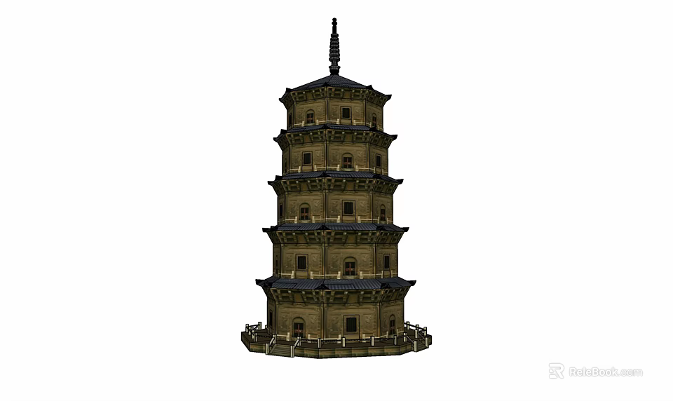 Traditional Ancient Pagoda With Multi Story Structure And Ornate Architectural Design 3d model 