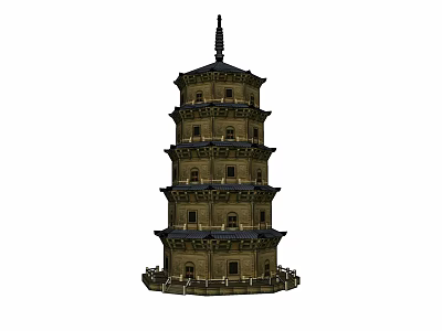 Traditional Ancient Pagoda With Multi Story Structure And Ornate Architectural Design 3d model