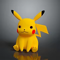 Pikachu Yellow Game Character With Black Tipped Ears Red Cheeks Sitting On Reflective Surface