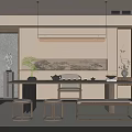 Traditional Zen Tea Room Interior With Wooden Table Tea Set And Landscape Painting