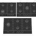 Black Gas Stoves As Kitchen Appliances With Multiple Burners And Control Knobs 3d model