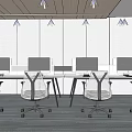 Modern Office Desks With Computer Monitors And Ergonomic Chairs Arrangement