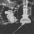 Industrial Style Scene Featuring Large Metal Structures Burning Furnace Gears And Mechanical Devices
