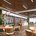 Modern Library Book Bar Reading Room Bookstore 3d model