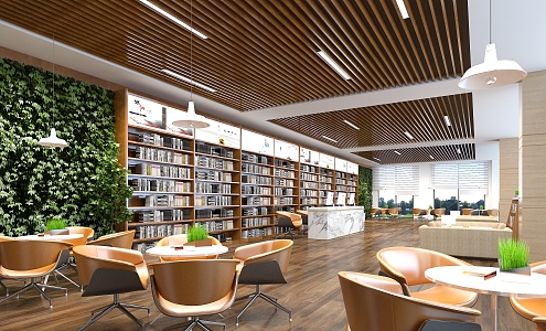 Modern Library Book Bar Reading Room Bookstore 3d model