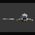 Game Movie Character with Star Shaped Headdress Blue Stockings Green Sleeves and Circular Decorative Prop