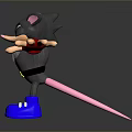 Gray Cartoon Character With Red Arm Bands Blue Shoes And Open Arms Pose