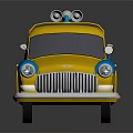 Yellow And Blue Vintage Style Toy Police Car With White Roof Lights And Logo