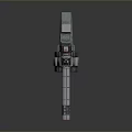 Futuristic Gatling Gun Weapon With Metallic Structure Multiple Barrels And Rotating Mechanism