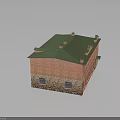 Traditional Red Brick Building Design With Green Roof Decorative Windows And Doors