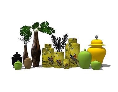 New Chinese-style Ceramic Utensils Decoration Combination 3d model