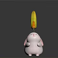 Cute White Rabbit Doll With Yellow Banana And Carrot Shaped Balloons