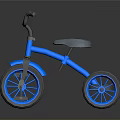 Children's Tricycle Design With Blue Frame Gray Handlebars And Three Wheels