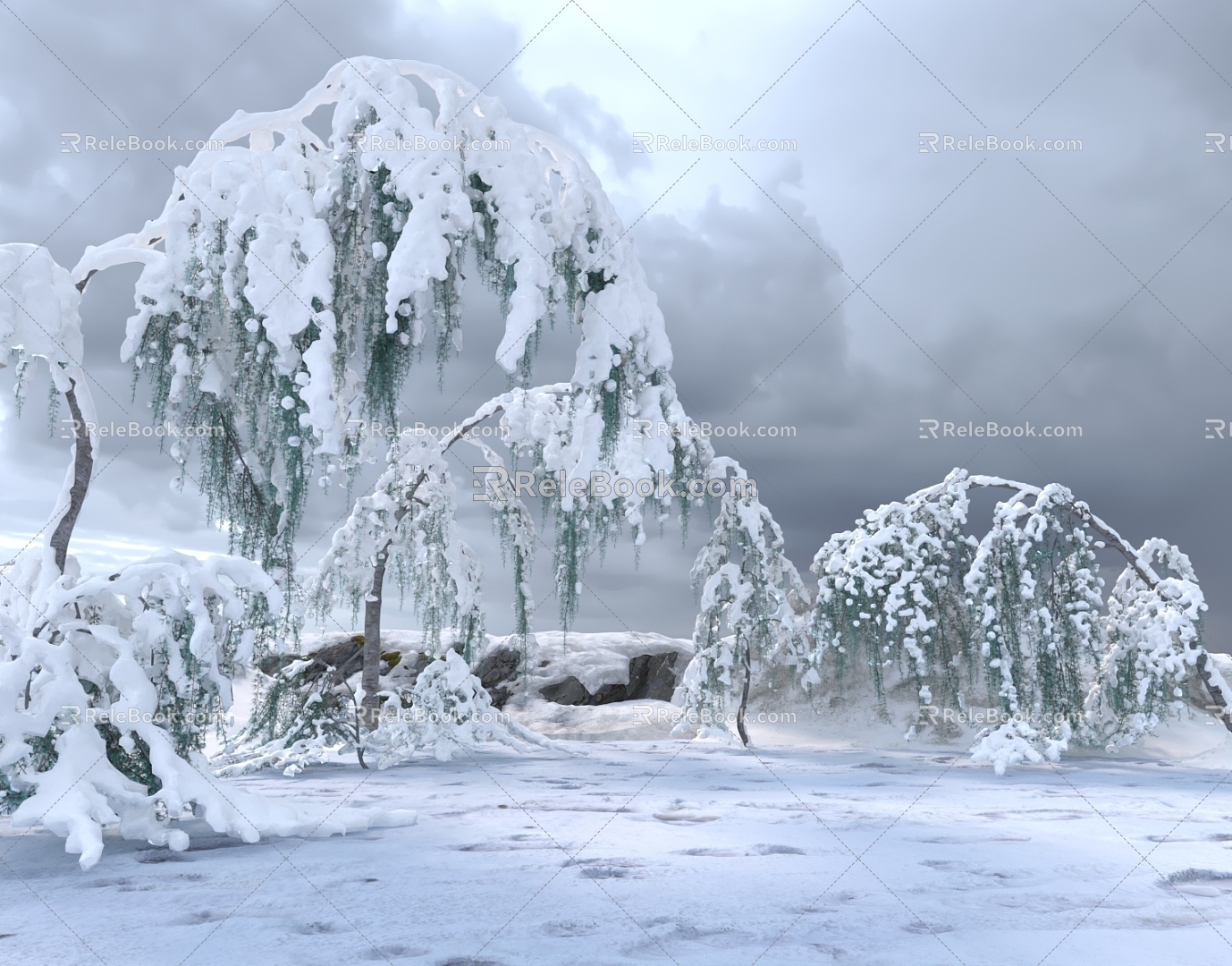 Modern Tree Snow Plants 3d model