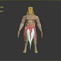 Shirtless Man With Pink Skin Golden Accessories And Pink White Skirt