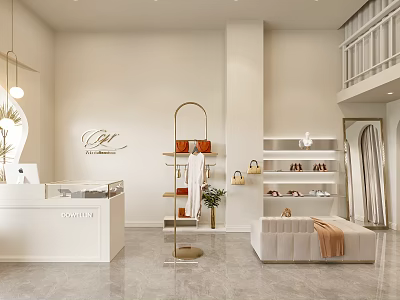 Modern Minimalist Clothing Store Interior 3d model