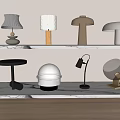 Cream wind table lamp 3d model