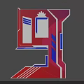 Modern 3D Letter Design With Red Blue Geometric Shapes And Layered Structure