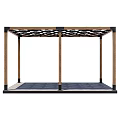 Outdoor Wooden Garden Pergola With Grid Roof Frame And Columns On Platform