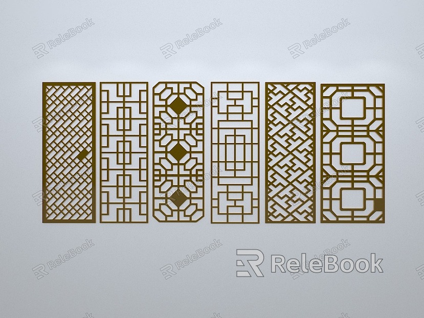 Chinese-style window grilles silhouette pane window sill border openwork window model